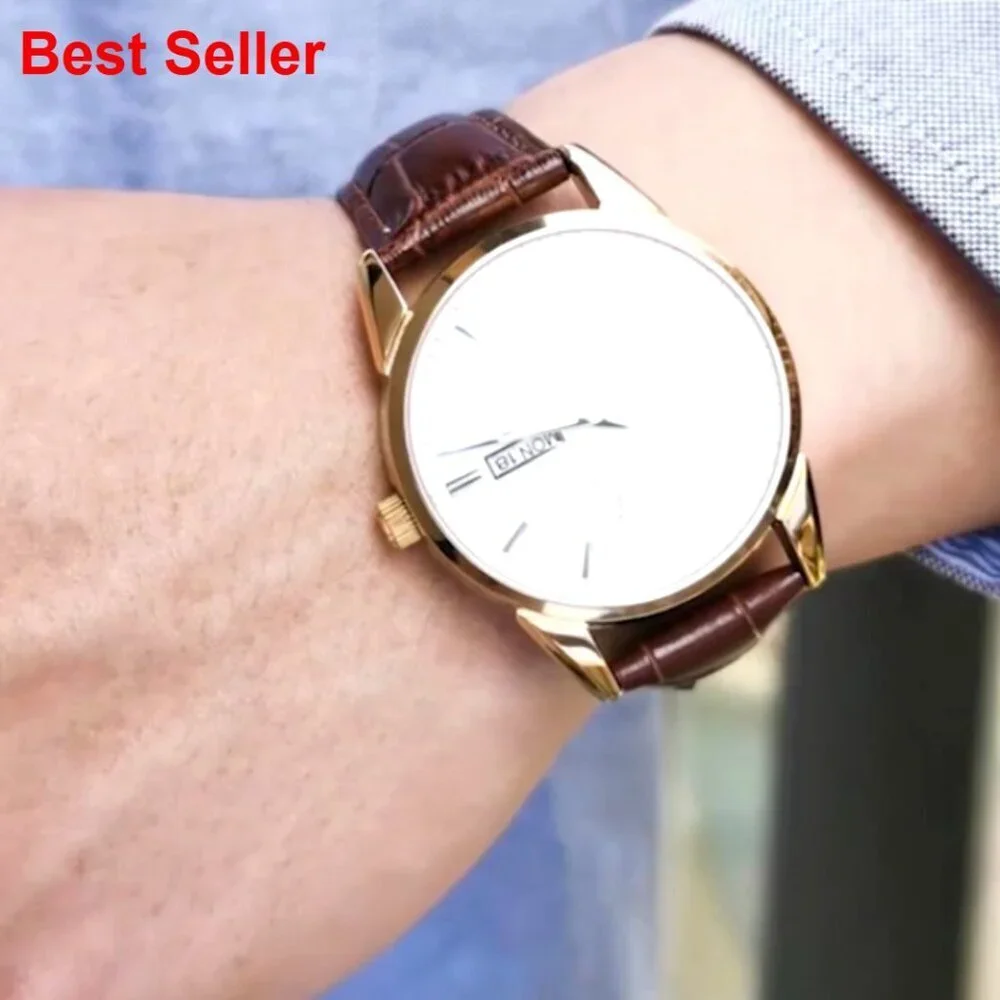 Men's Stainless Steel Analog Quartz Watch with Luminous Hands